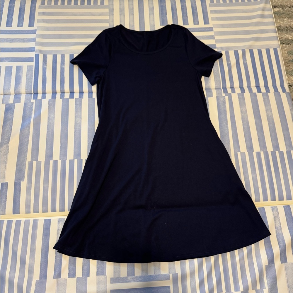 Navy Blue Short Sleeve Dress